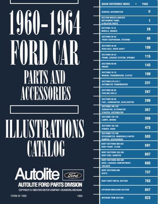 1960 - 1964 Ford Car Parts Book / Catalog
