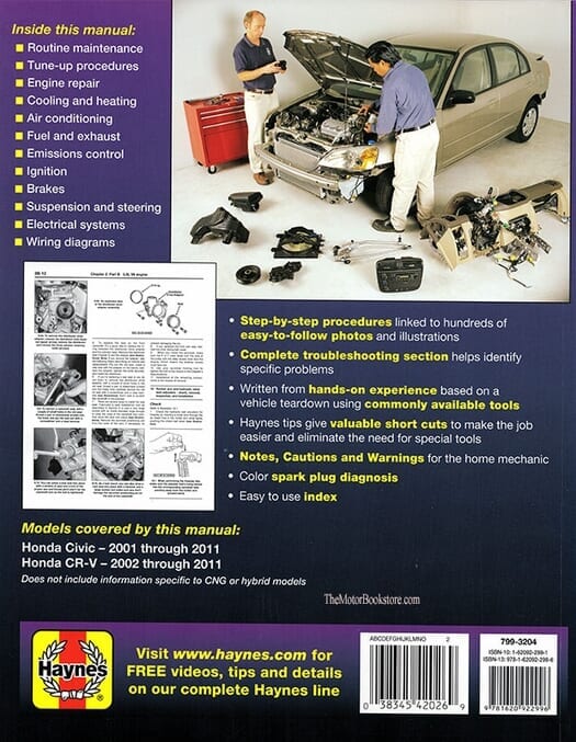 Honda Civic / CR-V Repair Manual 2001-2011 | Haynes 42026