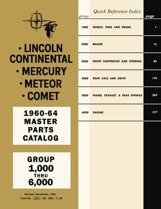 1960 - 1964 Lincoln Mercury Master Parts Catalog
