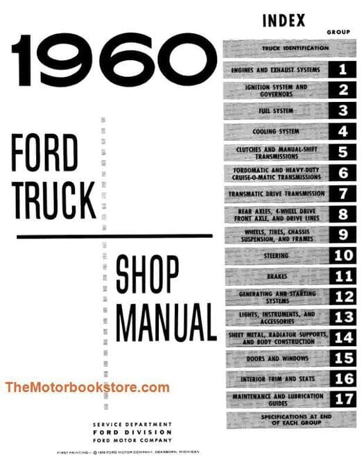 1960 Ford Truck Shop Service Manual - Detroit Iron Paper Reprint (FORM 7099-60)