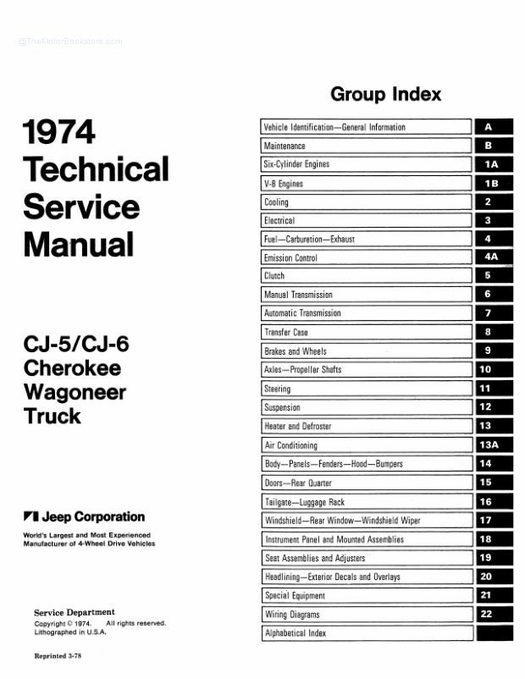 1974 Jeep Shop Manual - OEM Service / Repair Book