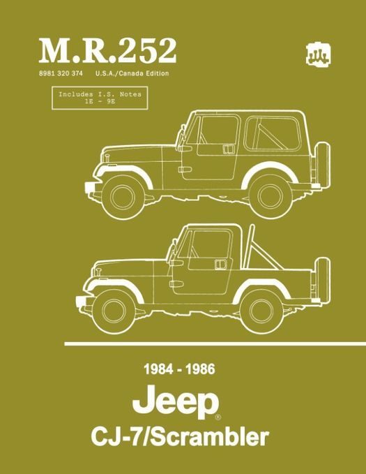 1984 - 1986 Jeep CJ-7 / Scrambler Shop Manual - M.R. 252