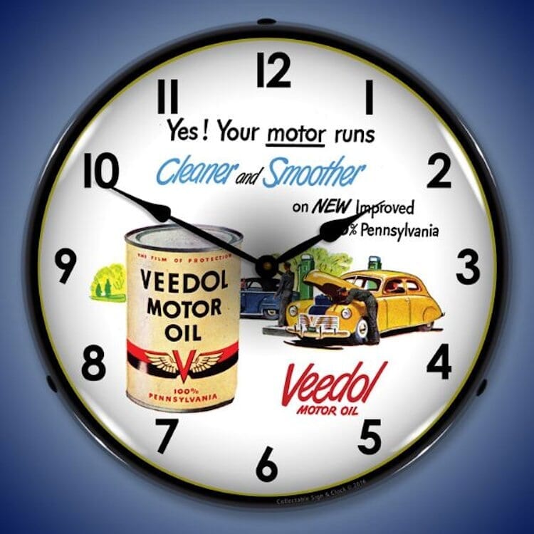 Gas Station and Motor Oil Theme Wall Clocks, LED Lighted Free Shipping