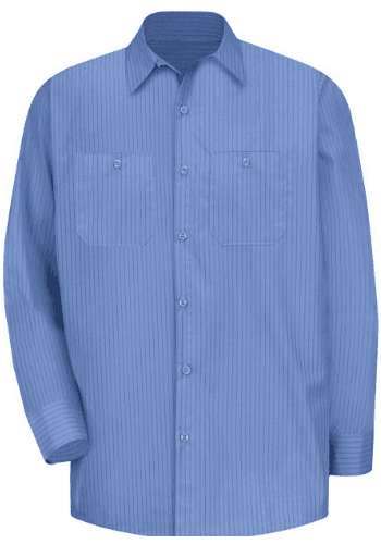 Men S Industrial Work Wear Stripe Shirt Long Short Sleeve