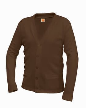 Girls School Uniform Fleece Sweater Kids V-Neck Buttoned Cardigan 2-16yrs