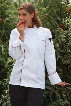 chef coat black with red piping