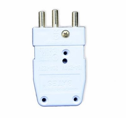 White 20A Stage Pin Plug Male In-Line 120VAC
