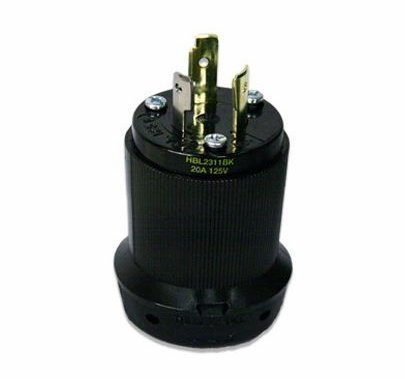 Twist Lock Male Plug Black, 20A / 125V, NEMA, L5-20, Cable Mount