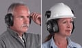 Hard Hat and Neckband Ear Muffs