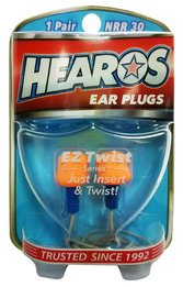 Hearos 5521 EZ Twist UF Corded No-Roll Foam Ear Plugs (NRR 30) (1 Pair w/ Case)
