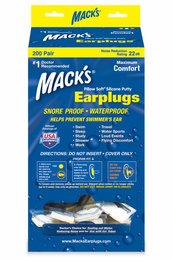 Mack's Pillow Soft Silicone Moldable Earplugs (NRR 22) (200 Pair Dispenser Carton)