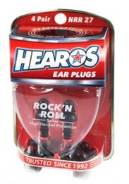 Hearos 4309 Rock N Roll Series Ear Plugs (NRR 27) (4 Pairs w/ Case)