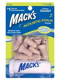 Mack's Acoustic Foam Ear Plugs (NRR 20) (7 Pairs w/ Carry Case)