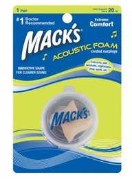 Mack's Acoustic Foam Ear Plugs - Corded (NRR 20) (1 Pair w/ Carry Case)