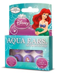 Disney Princess Little Mermaid Aqua Ears Moldable Silicone Ear Plugs (NRR 22) (Pack of 3 pairs with case)