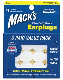 Mack's Pillow Soft White Silicone Moldable Earplugs (NRR 22) (Pack of 6 Pairs)
