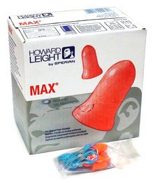Howard Leight by Honeywell MAXIMUM UF Foam Ear Plugs Corded (NRR 33) (Box of 25 Vending Packs, Each Containing 5 Pairs)