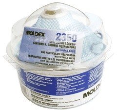 Moldex 2350 Respirator Locker with 5 Model 2300 N95 Masks with Latex Straps Med/Lg Only (N95) (Case of 16 Lockers-5 Masks per Locker)