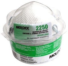 Moldex 2250 Respirator Locker with 5 Model 2200 N95 Masks with Latex Straps Med/Lg Only (N95) (Case of 27 Lockers-5 Masks per Locker)