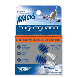 Mack's Flightguard Reusable Airplane Pressure Relief Ear Plugs (NRR 26)