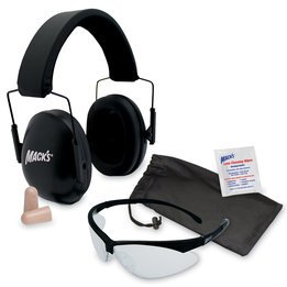 Mack's Shooters Double-Up Ultimate Shooting Safety Kit (NRR 34) (Earmuffs + Ear Plugs + Glasses)