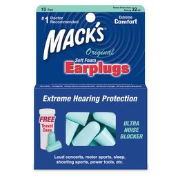 Mack's Original Soft Foam Ear Plugs (NRR 32) (10 pairs w/Carry Case)