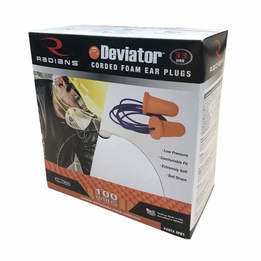 Radians Deviator™ FP81 UF Foam Ear Plugs Corded (NRR 33) (Box of 100 Pairs)