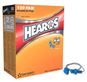 Hearos F4 Series 7422 Reusable Ear Plugs (NRR 27) - CORDED (Case of 400 Pairs)