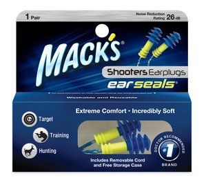 Mack's Ear Seals Reusable Shooting Ear Plugs (NRR 26) (One Pair w/Cord and Case)