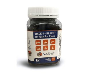 Got Ears? Back in Black UF Foam Ear Plugs - 50 Pair Bottle (NRR 32)