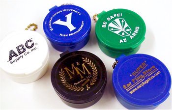 Custom Printed Ear Plug Cases with Keychains Only--No Ear Plugs--Hot Stamped. One Color Imprint Only (Minimum Order of 1000) (Free Ground Shipping Included!)
